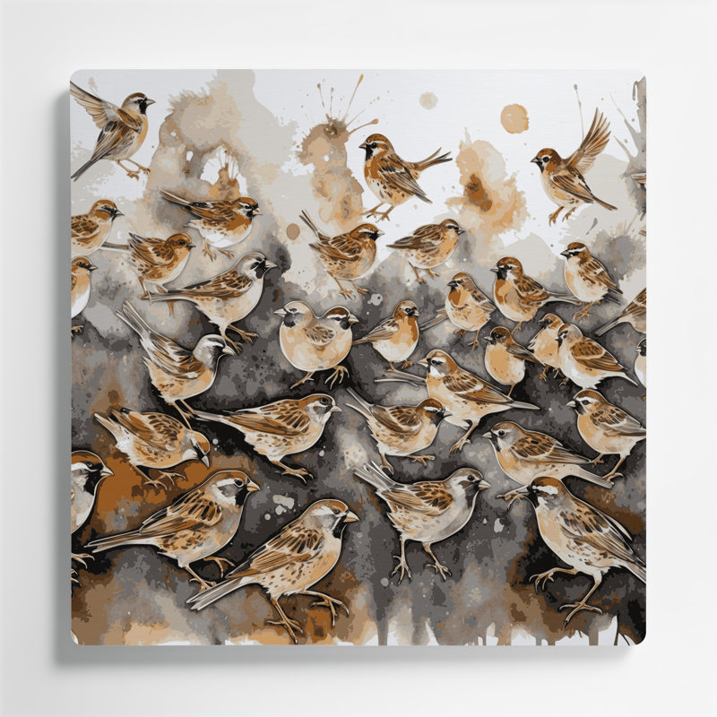 Art mural en métal beige Birds House, H 144 po x l 144 po x P 0,05 po
