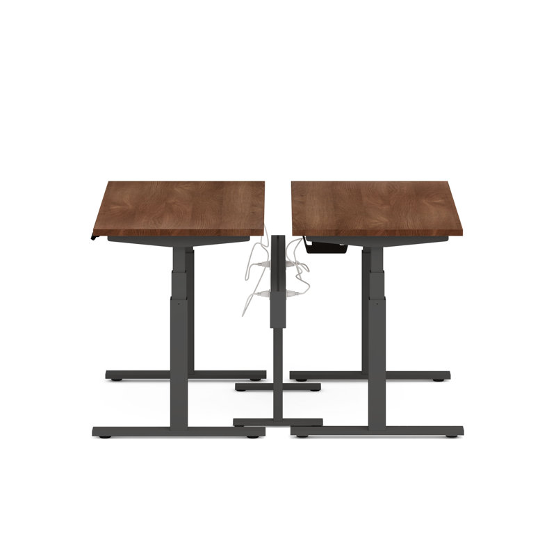 Bureau pour 2 perches Series L Series, Gris anthracite / noyer, H 50,5 po x l 58 po x P 47,25 po