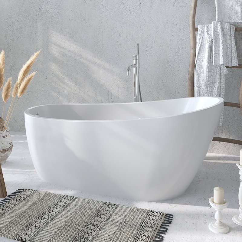 63'' x 30.7'' Freestanding Soaking Acrylic Bathtub