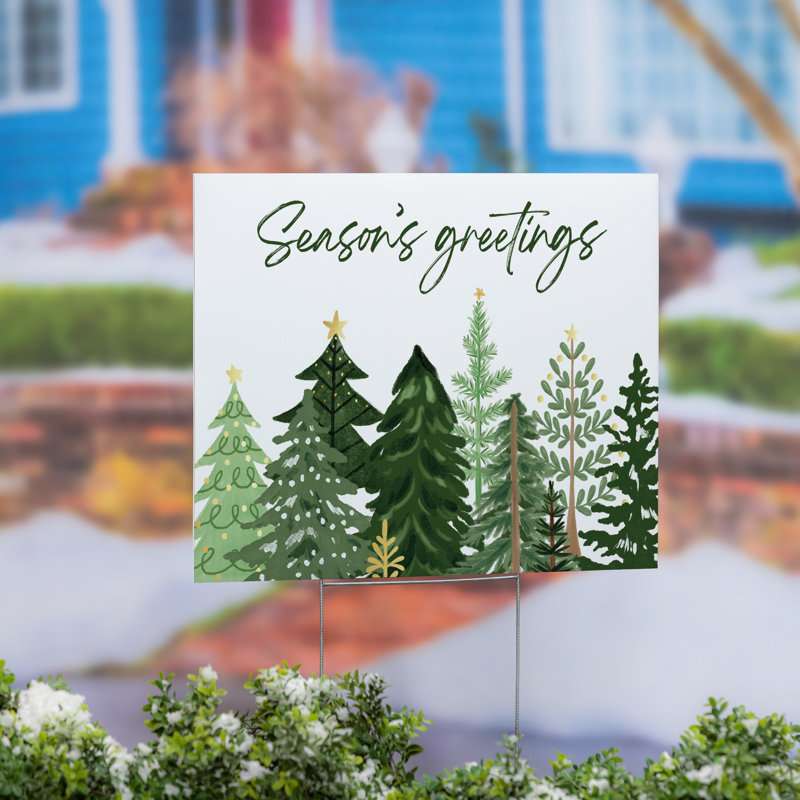 Enseigne de jardin Coroplast Shades of Green «Season's Greetings», 24 po x 18 po