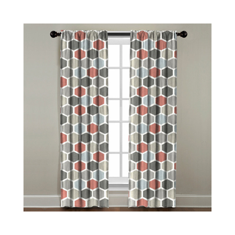 Room Darkening Curtain, 50" W x 108" L, Orange/Olive