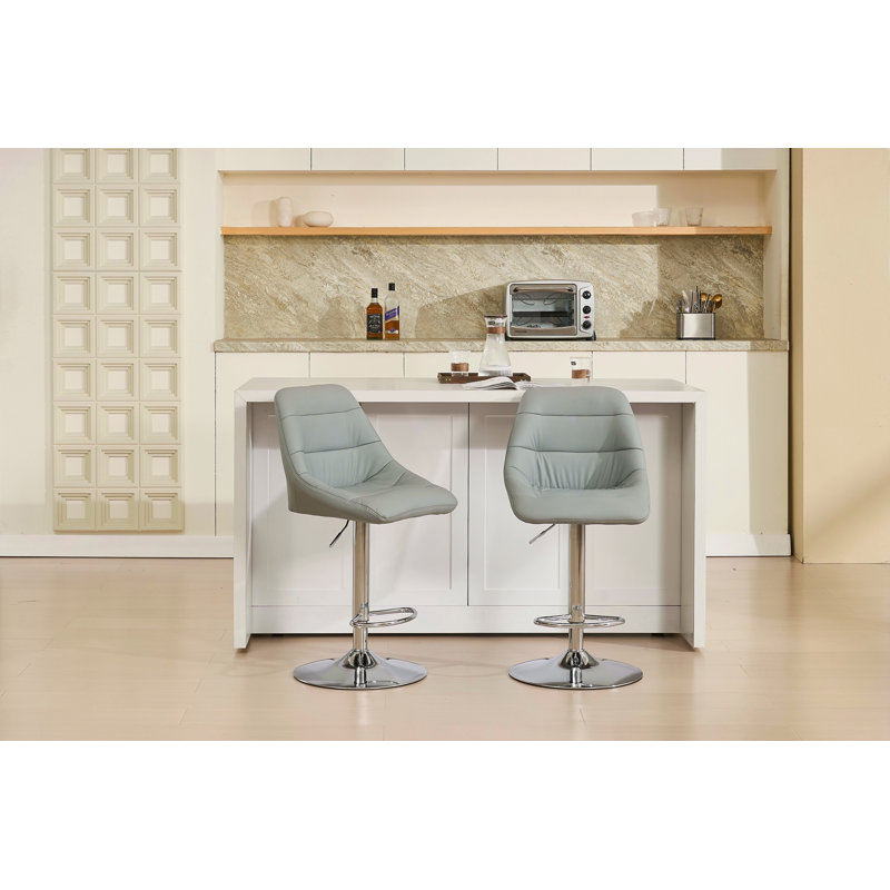 Ensemble de 2 tabourets de bar, avec repose-pieds chromé et base pivotante à hauteur réglable en velours mécanique + tabouret de bar (facile à nettoyer)