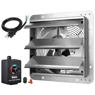 iPower Shutter Exhaust Fan Aluminum With Speed Controller And Power Cord Kit ,High Speed