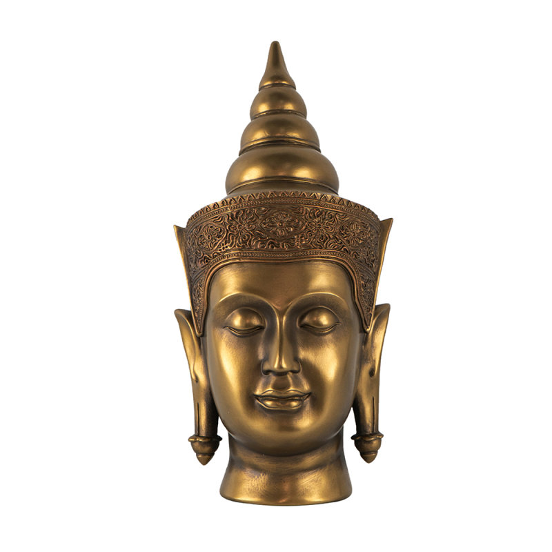 6.3X7.5X14.2" Buddha Statue Head, 14.27" H x 6.37" W x 7.57" D