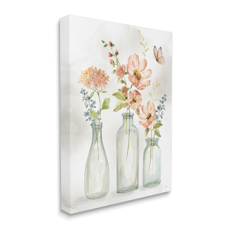 «Pink Flowers» par Nan Nan, H 40 po x l 30 po x P 1,5 po, Toile tendue