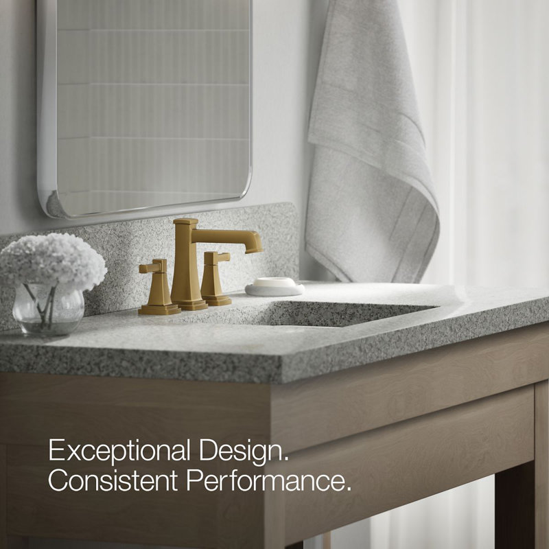 Riff Widespread Bathroom Sink Faucet, Vibrant Brushed Moderne Brass