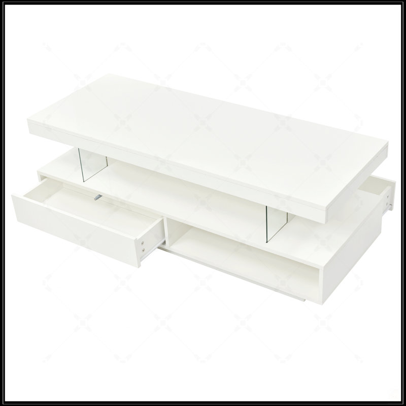 LED Coffee Table With Storage, White