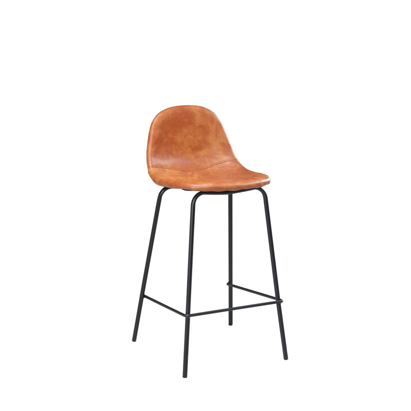 Joshveer Upholstered Counter Stool with Metal Frame, Brown