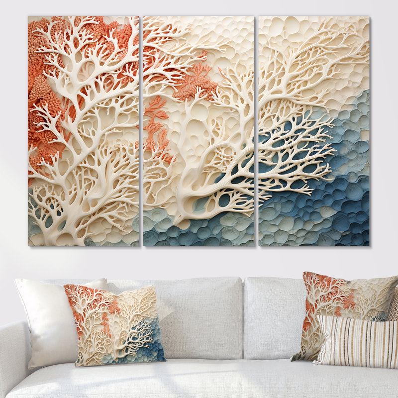 Forcier - ensemble d'impression d'art mural corail sous l'eau, Toile tendue, H 40 po x l 60 po x P 1 po