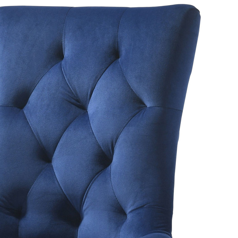Chaise d'appoint en velours bleu et chêne vieilli Farren