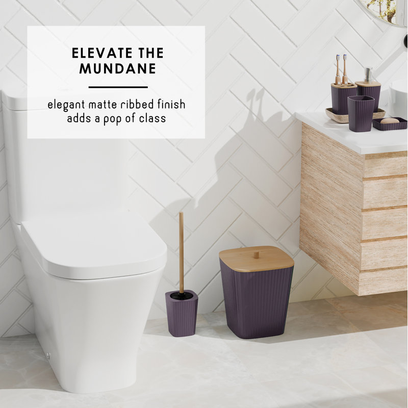 Purple Bamboo-Inspired 20-Piece Bathroom Accessory Set