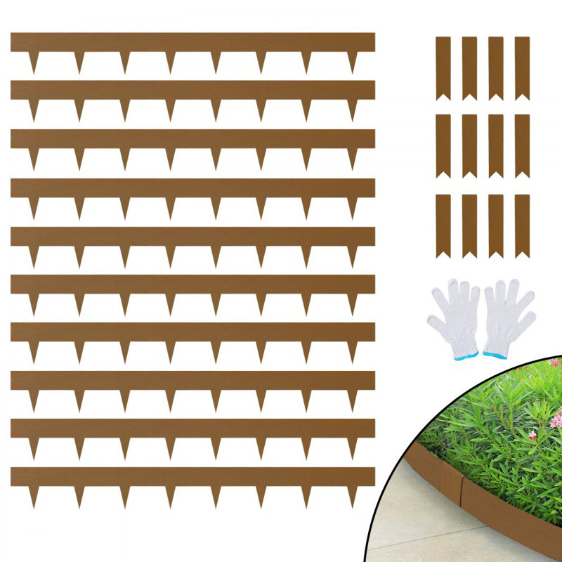 Bordure de paysage en acier, paquet de 10 bordures de jardin en acier, bandes de L 39,6 po x H 2 po