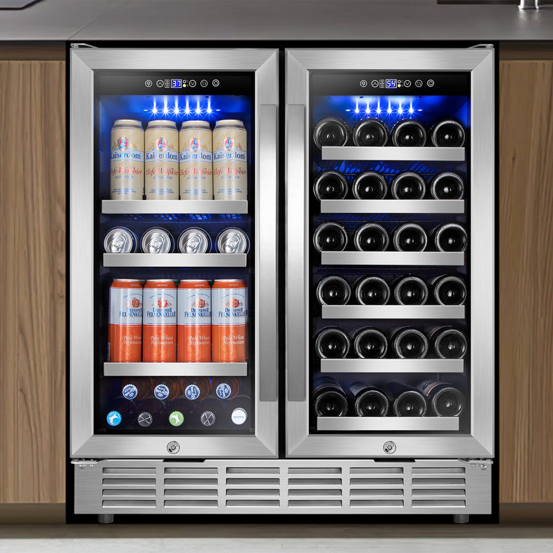 30" Stainless Steel Dual Zone Wine and Beverage Refrigerator