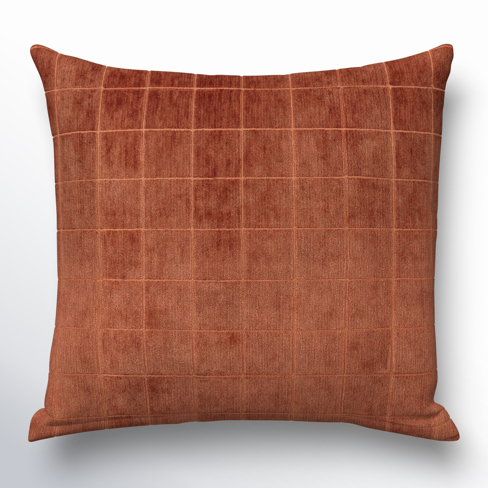 Otterville Velvet Grid Throw Pillow, Nutmeg Geometric, Polyester, 20"H x 20"W