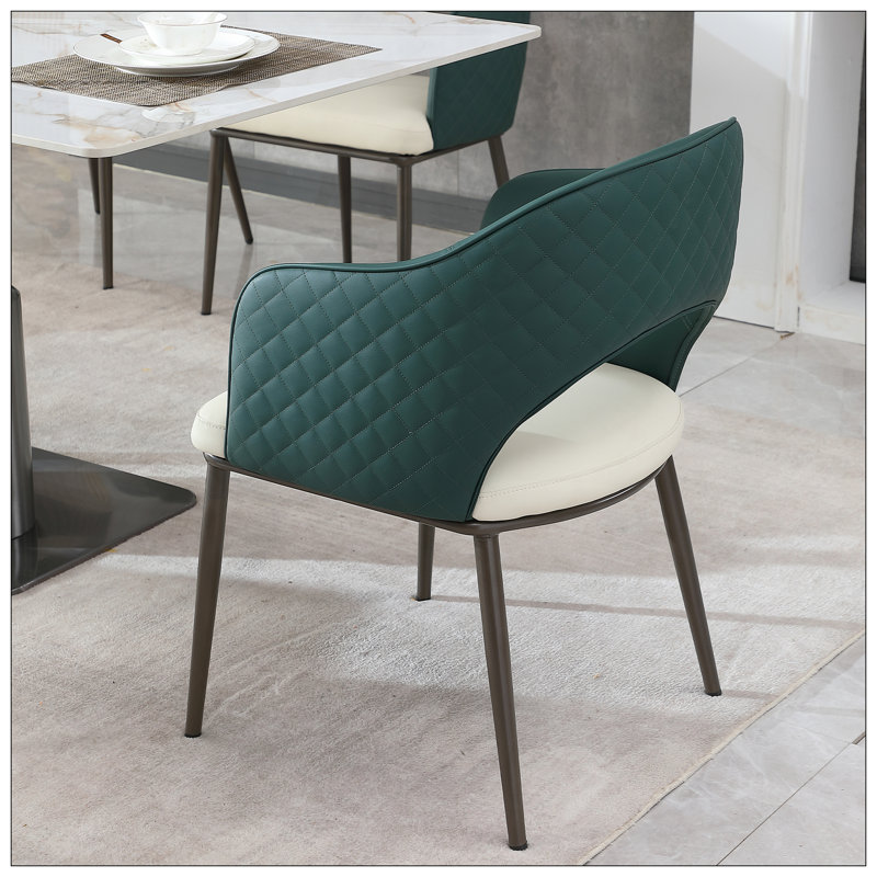 Ensemble de 2 chaises de salle à manger en similicuir moderne avec pieds en métal