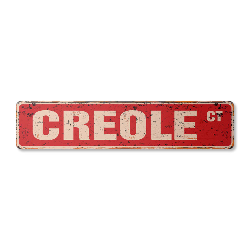Plaque de rue créole en aluminium 4 po x 18 po, H 4 po x l 18 po x P 0,1 po