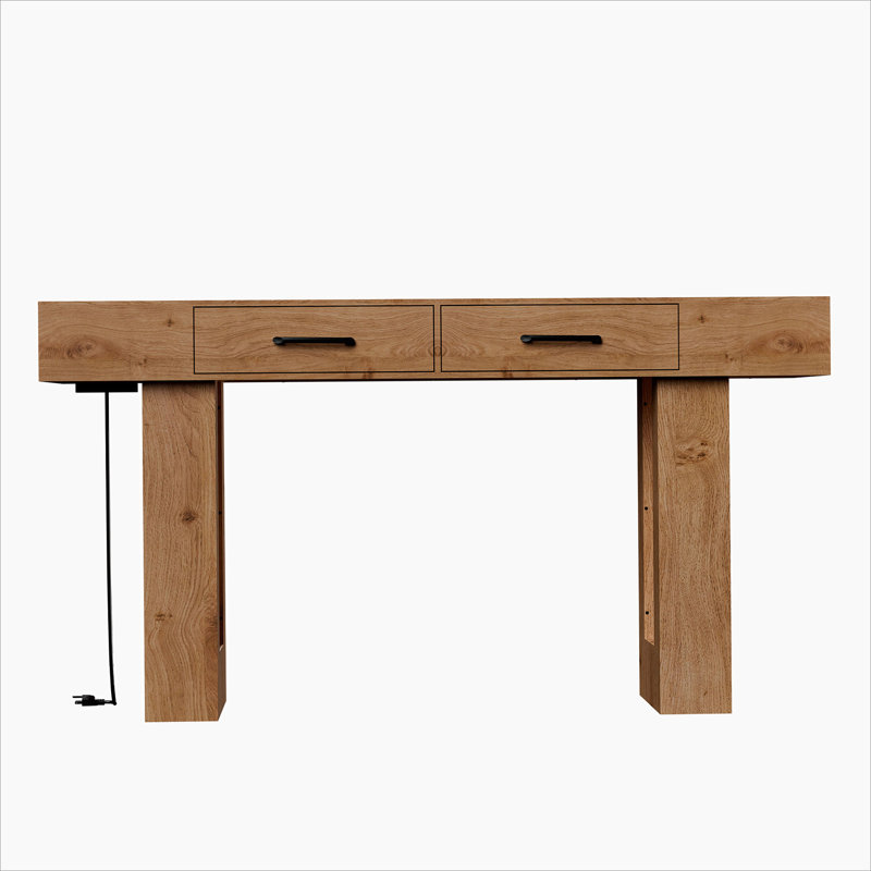 63-Inch Long Console Table, Wooden Rectangular Sofa Table Behind The Couch, Farmhouse Entryway Table For Entrance, Hallway, Living Room (Natural)