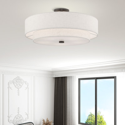 Flaire Linen Blend Semi Flush Mount