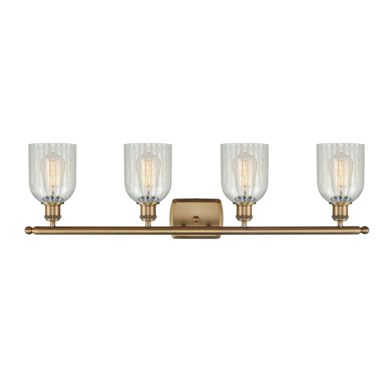 Éclairage de salle de bain à intensité variable 4 lumières Vella, Ampoule DEL 6 watts Vinage, Mouchette, Laiton brossé