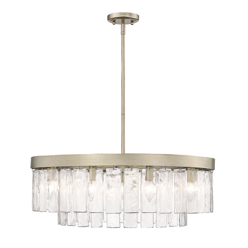 Rodrico 9 - Light Steel Dimmable Geometric Chandelier, White Gold