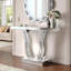 Console à miroir de 43 pouces, canapé d'entrée argent moderne avec pieds courbés incrustés de pierre, table d'entrée glam argentée pour le salon, table d'appoint de luxe moderne, table de vestibule de couloir