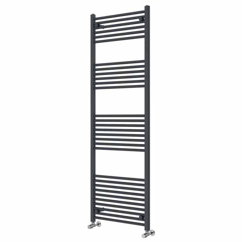 Wiest Straight Heated Towel Rail Radiator Bathroom Ladder Warmer, 180cm H x 60cm W x 3cm D, Anthracite