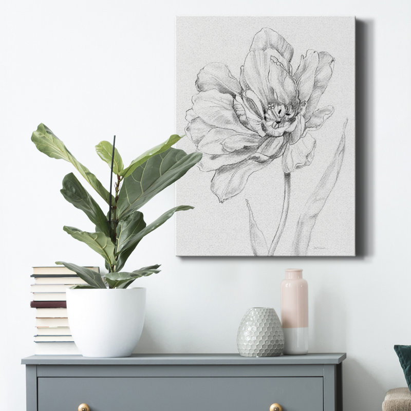 Tulipe, croquis - impression sur toile tendue, H 27 po x l 18 po
