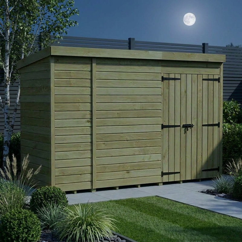 Total Sheds 10ft x 4ft Pent Garden Shed - Double Door - No Windows - Pressure Treated Timber - UK Manufactured