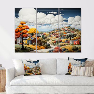 De Stijl Style County Side I - Countryside Canvas Art Set