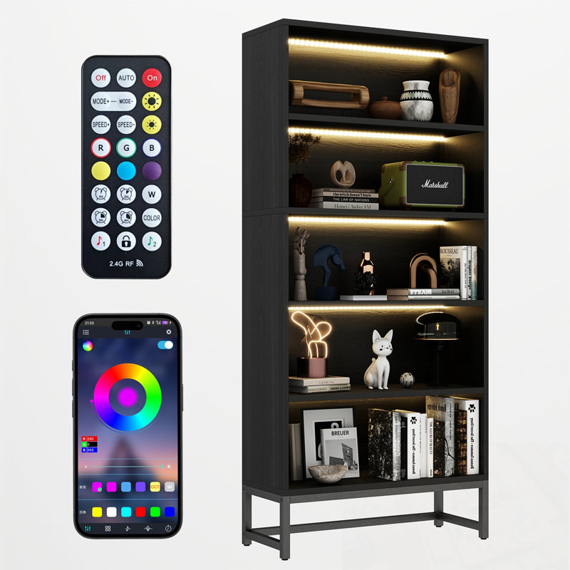 Grand Selen avec lumières DEL et rangement, Noir