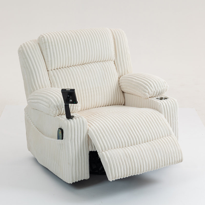 Power Swivel Rocker Recliner Chair for Adults with Massgae and Heat, USB and Type-C Charging Port, Infinite Position, Electric Glider Rocking Chairs for Living Room, Nursery