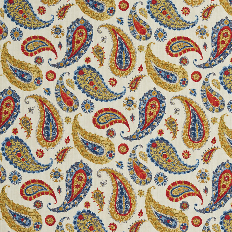 Tissu d’impression motif cachemire, Vert / Bleu