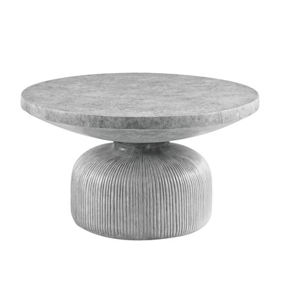 Distinctive Weathered Grey Cement Coffee Table, Round, With Pedestal Alluring
