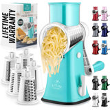 Zulay Kitchen Rotary Cheese Grater with 5 Stainless Steel Blades and Suction Base