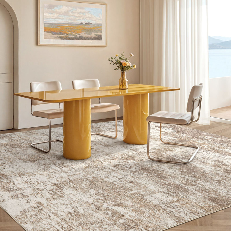 Washable Retro Abstract Rug, Stain Resistant Carpet for High Traffic Areas, Rectangle 10' x 14'