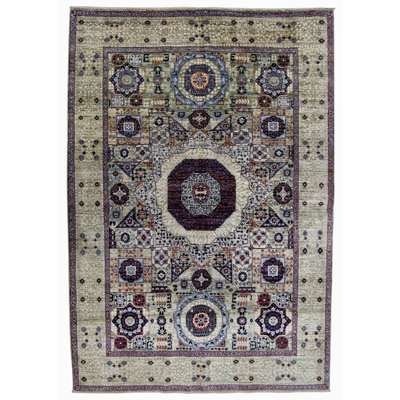 Hand Knotted Wool Area Rug in Beige