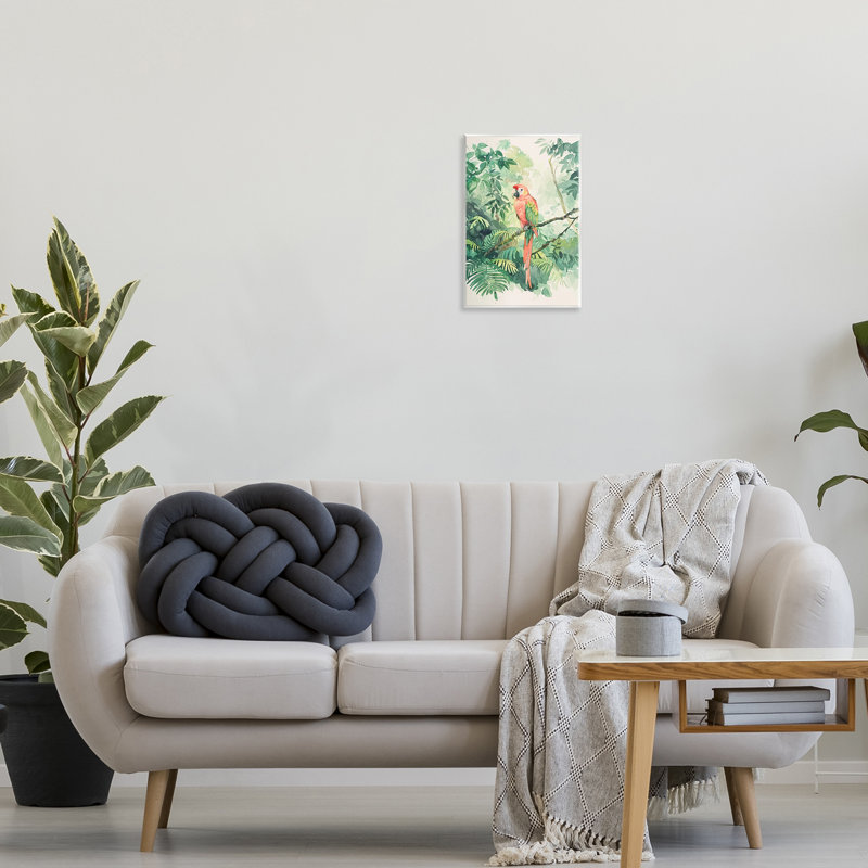 Art mural perroquet dans la jungle par LSR Design Studio, H 15 po x l 10 po