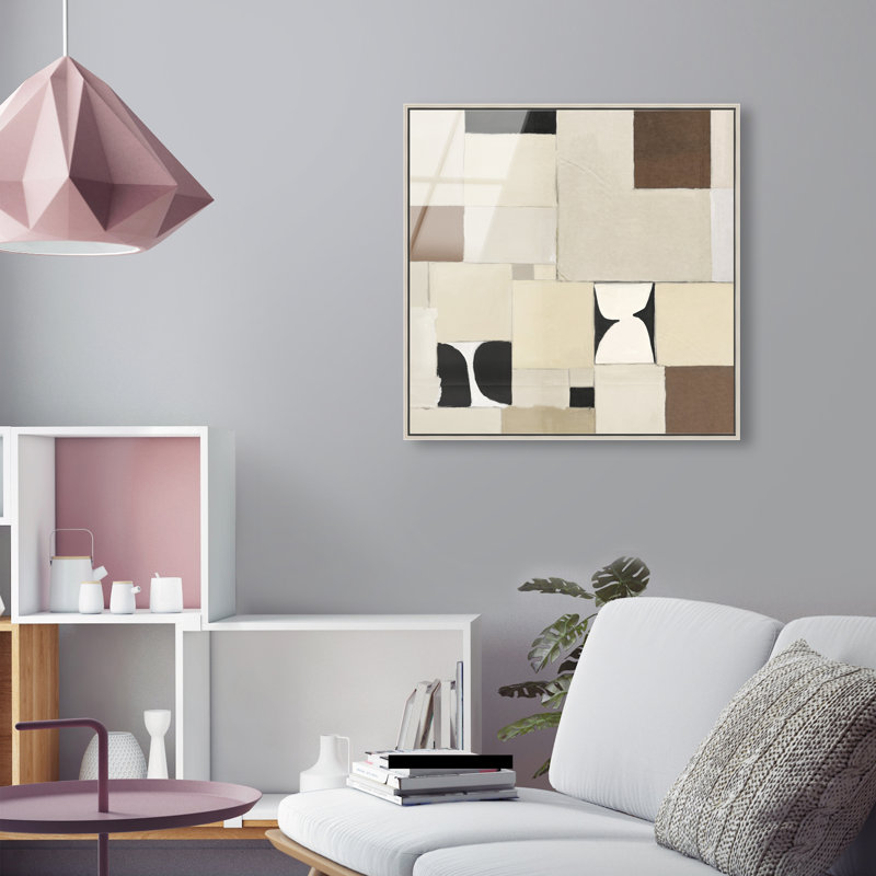 Boho Tiles II Print, 25" H x 25" W, Silver Floater Frame