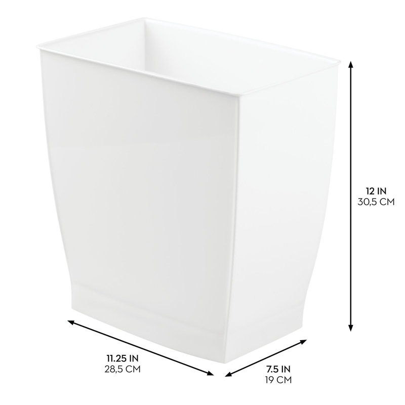 Ensemble de 2 petites poubelles de salle de bain rectangulaires iDesign, Blanc