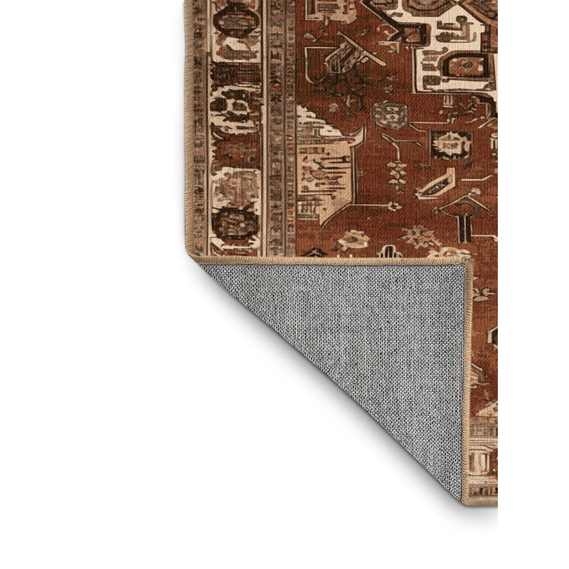 Tapis brun lavable à la machine, Rond 4 pi