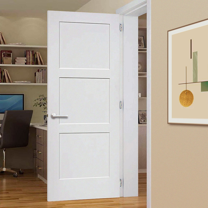 Shaker à dalles 3 panneaux en bois massif blanc 80 po x 28 po avec trousse, 28 po x 80 po