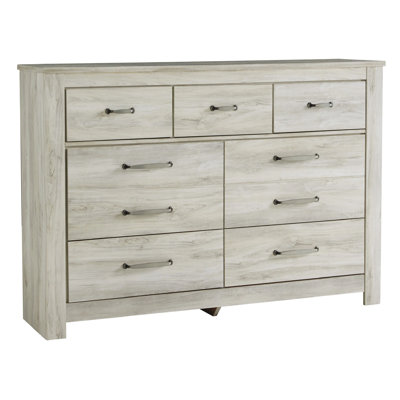 Simon Dresser And Mirror Set, 7 Drawers W Nickel Handles, Whitewash