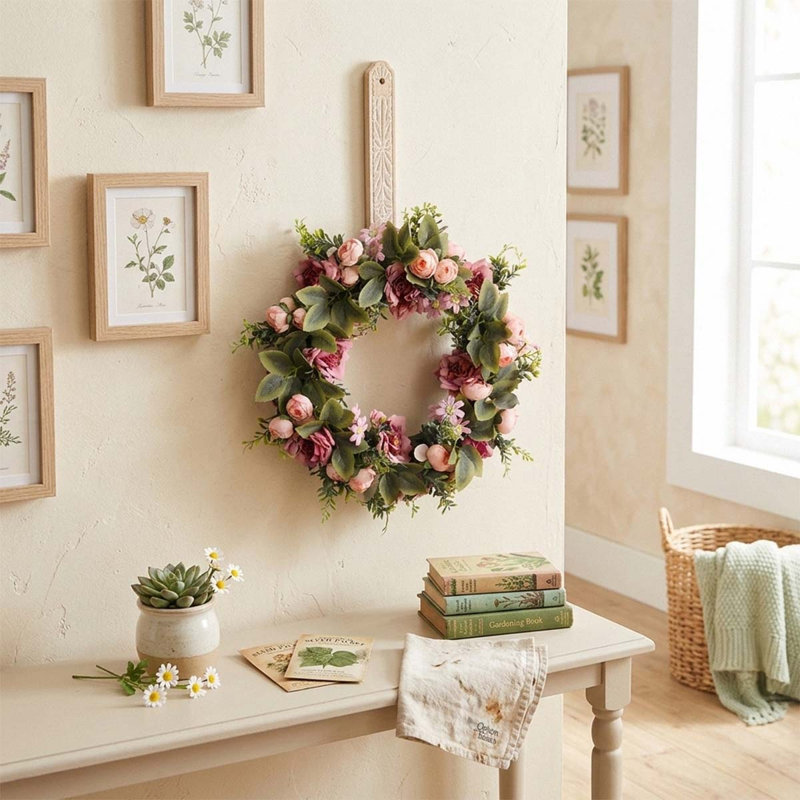 Couronne de pivoines artificielles 18 po, pivoines en soie rétro, été, automne, hiver, grandes couronnes