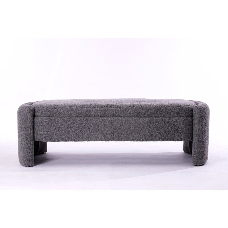 Repose-pieds rectangulaire large de 57 po Mailyn, Tissu gris, Gris