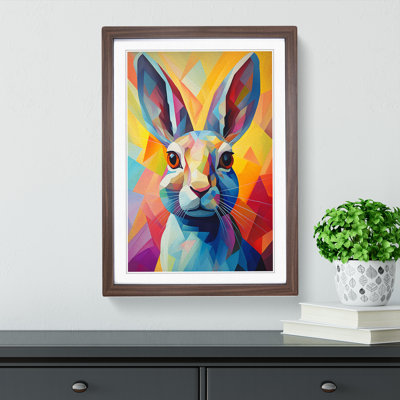 Hare Cubism - Single Picture Frame Print on Wood