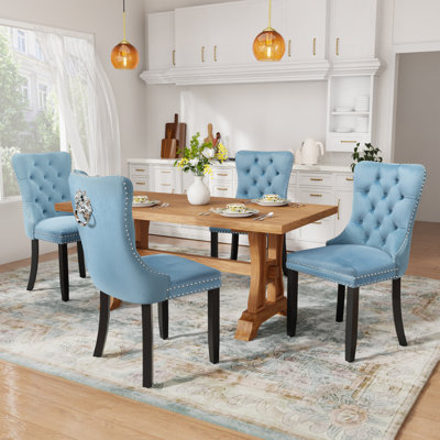 Ensemble de 4 chaises de salle à manger rembourrées en velours
