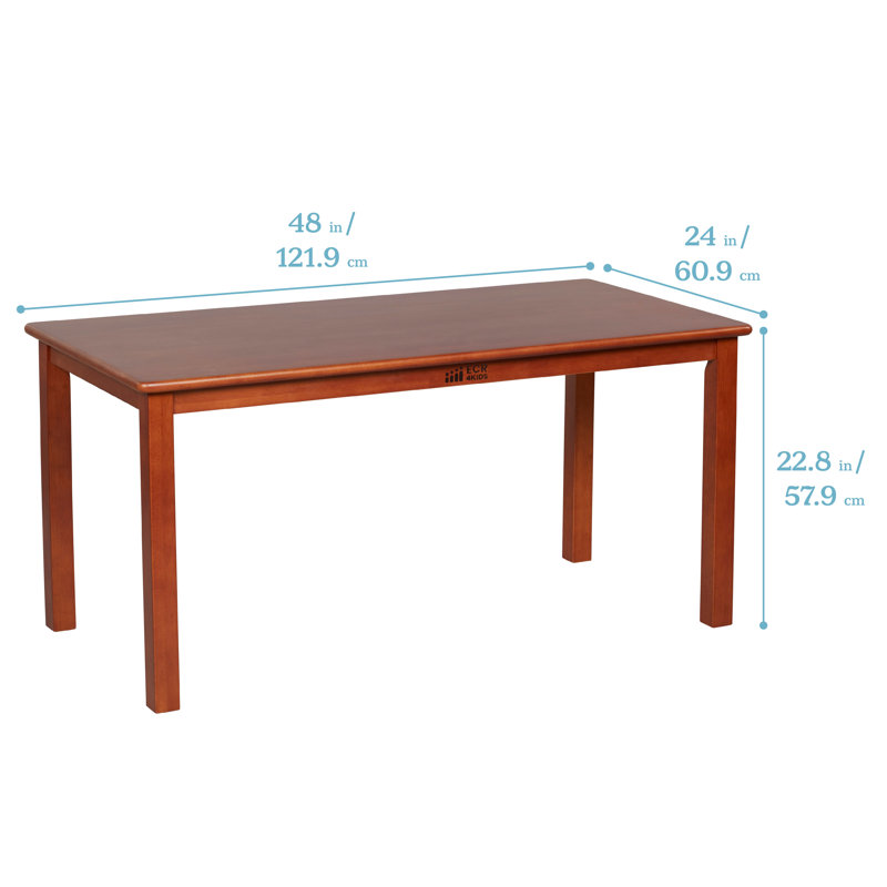 ECR4Kids 24in x 48in Rectangular Hardwood Table with 22in Legs, Kids Furniture, Dark Walnut