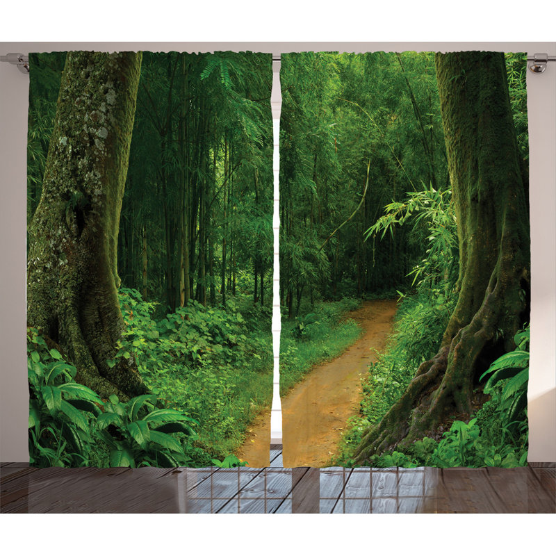 Tropical Semi-Sheer Rod Pocket Curtain Panels, 54" x 96"