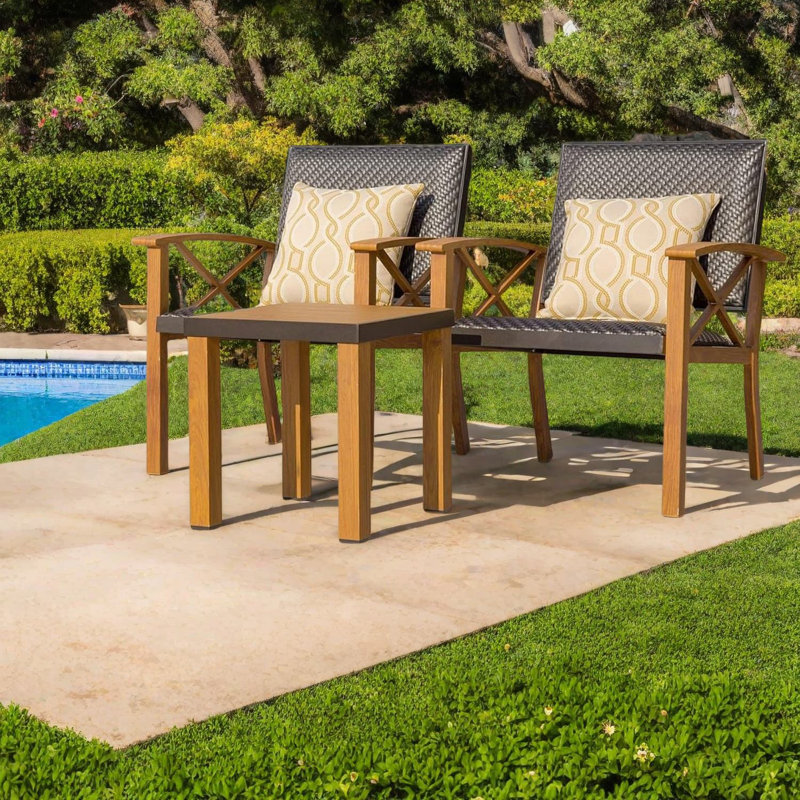 Durable Patio Dining Sets, Wood Grain Aluminum, Modern Style, Outdoor Use