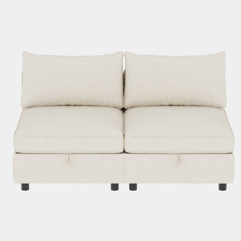 Canapé modulaire rembourré 2 places Hamza, Chenille beige